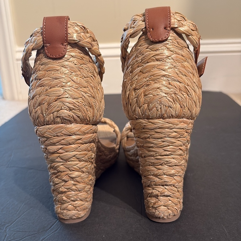 New Dolce Vita Harriat Braided Raffia Platform Wedge Sandals 9.5 - Picture 5 of 6